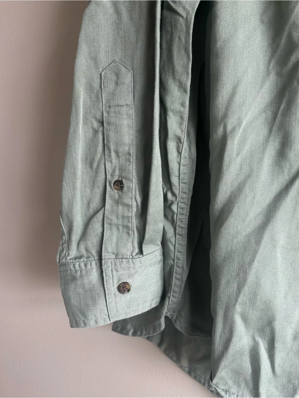 Lands' End Men's Light Sage Button-Front Shirt Jacket - Picture 3 of 6